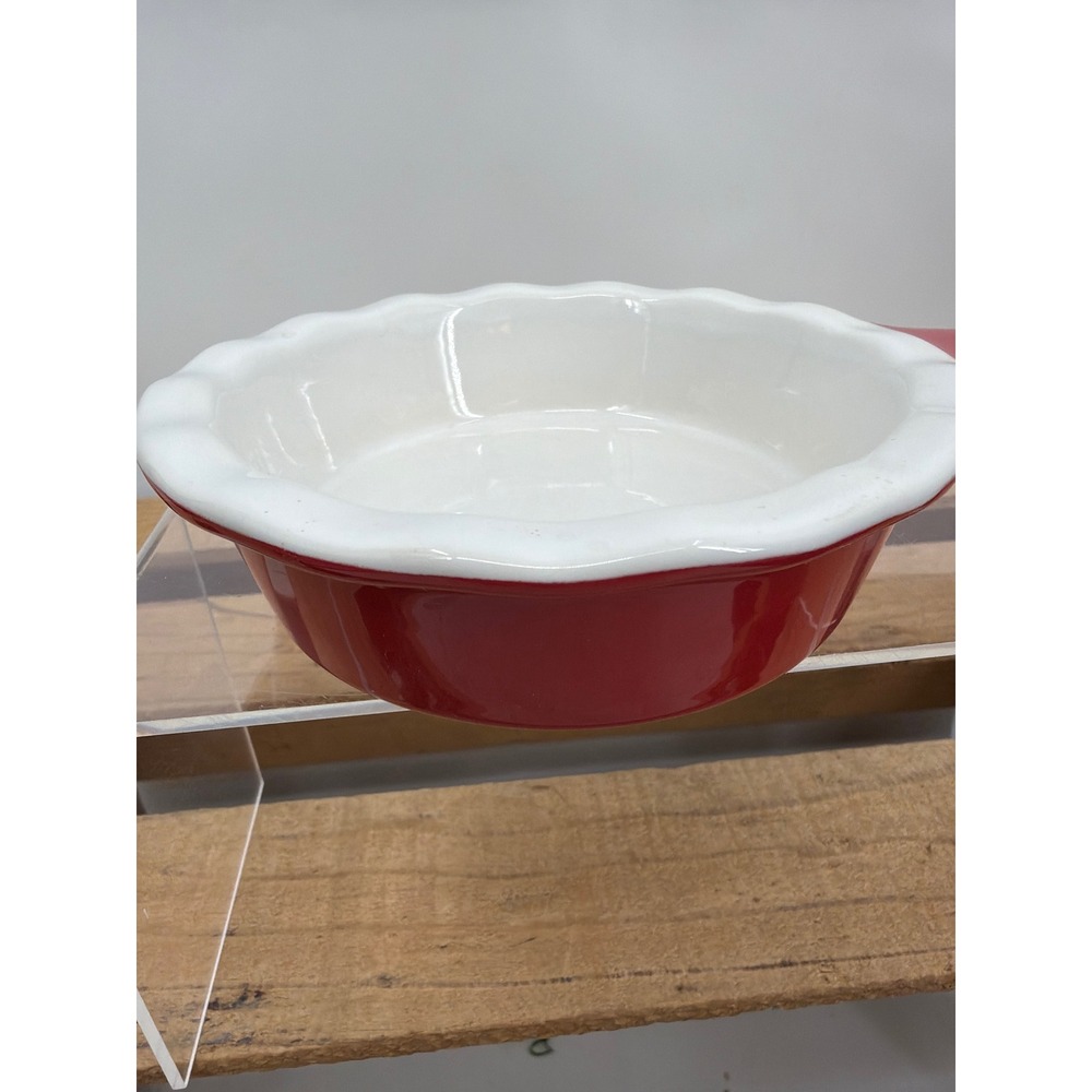 Modern Gourmet Foods Red Stoneware Mini Pie Dish Skillet Baker Scalloped Rim 5" - Picture 4 of 4